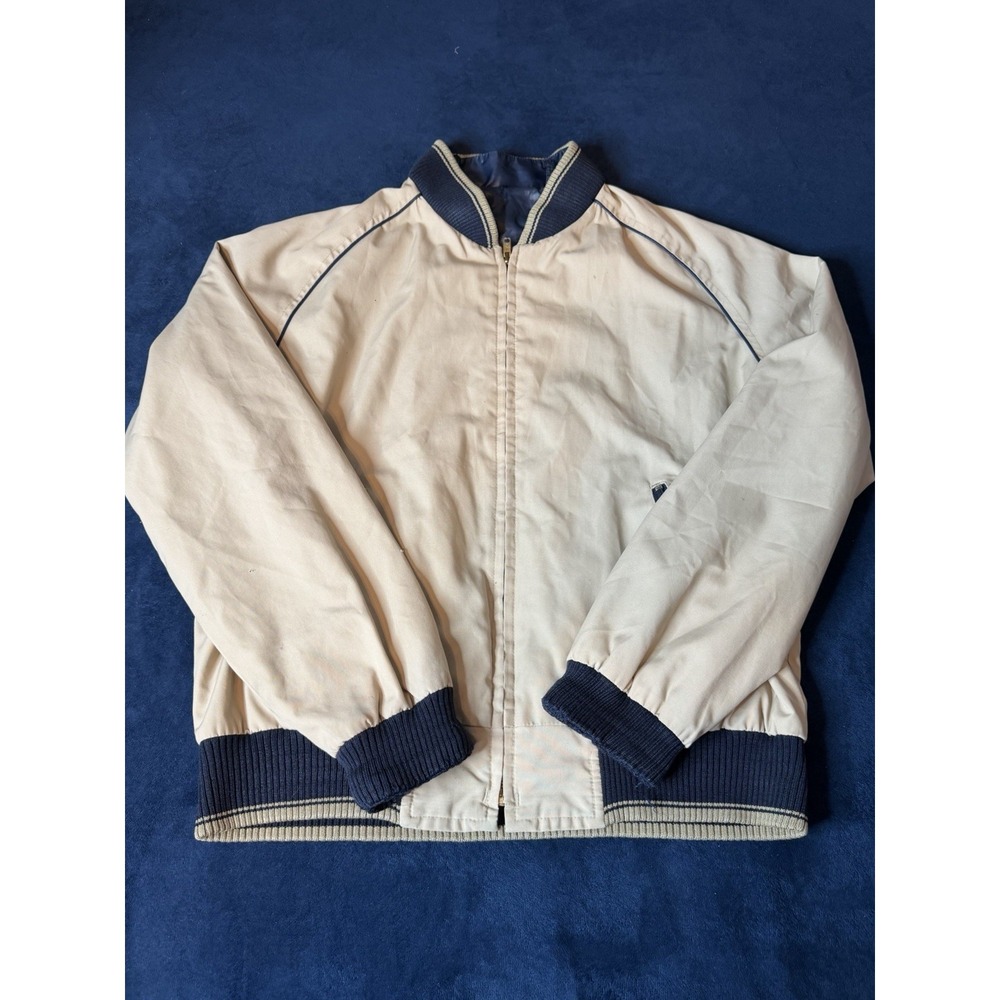 Vtg 70s JC Penney Active Sportswear Reversible Windbreaker Jacket M Khaki Navy
